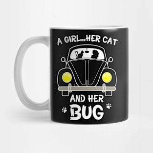 A Girl Her Cat and Her Bug Mug